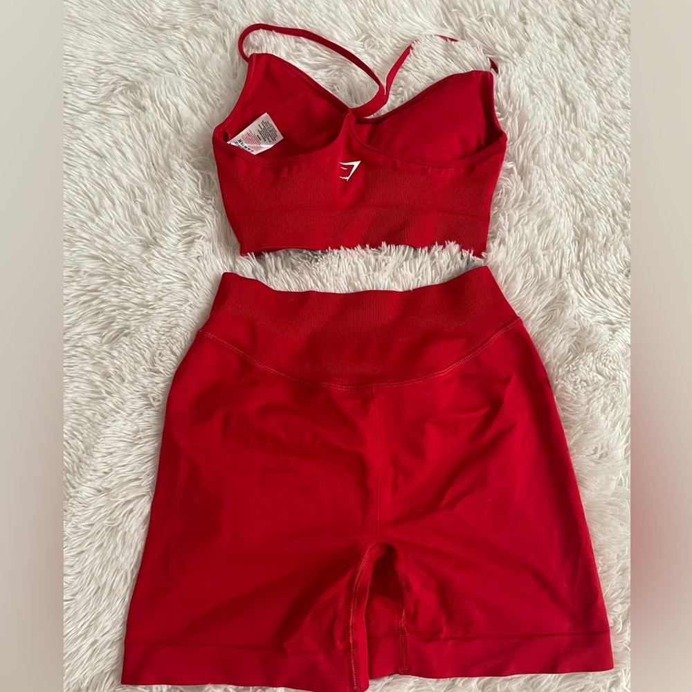 Gymshark red biker shorts set!